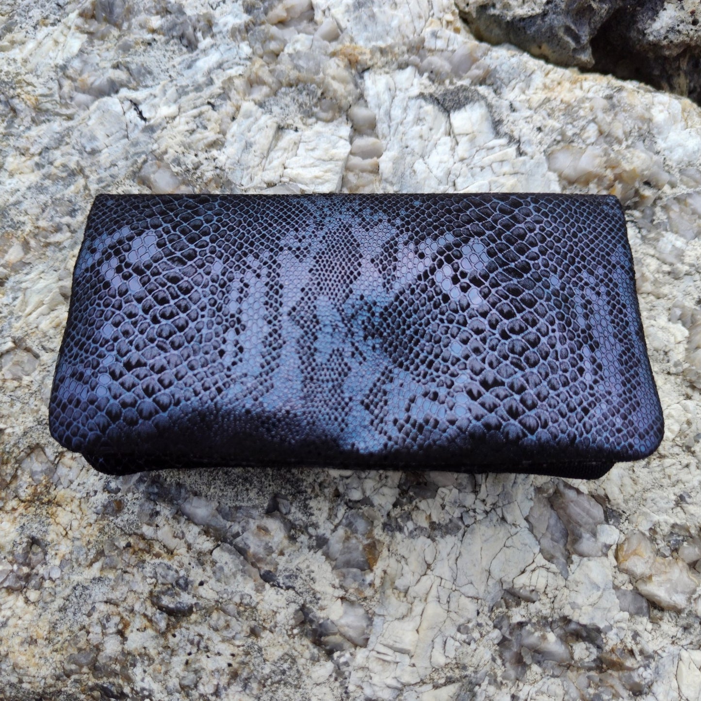 Portatabacco in Pelle blu nero