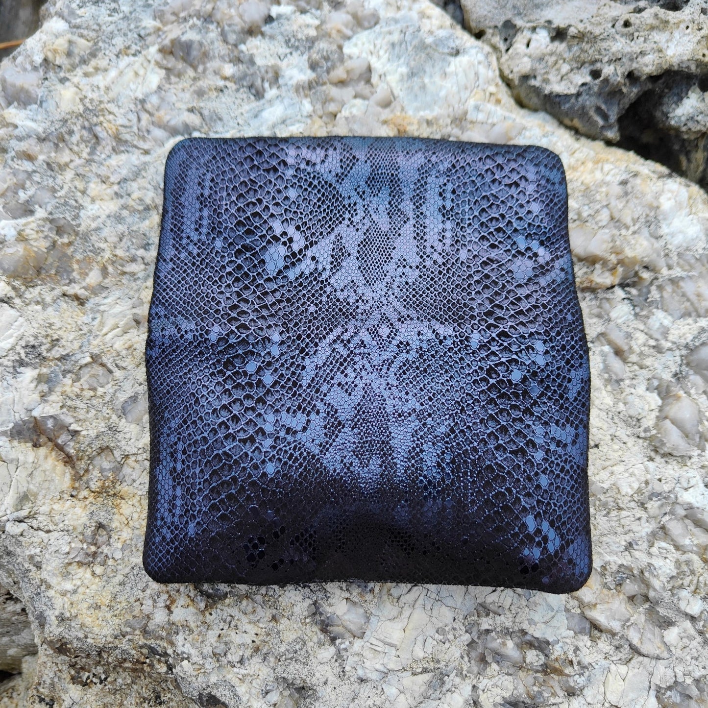 Portatabacco in Pelle blu nero