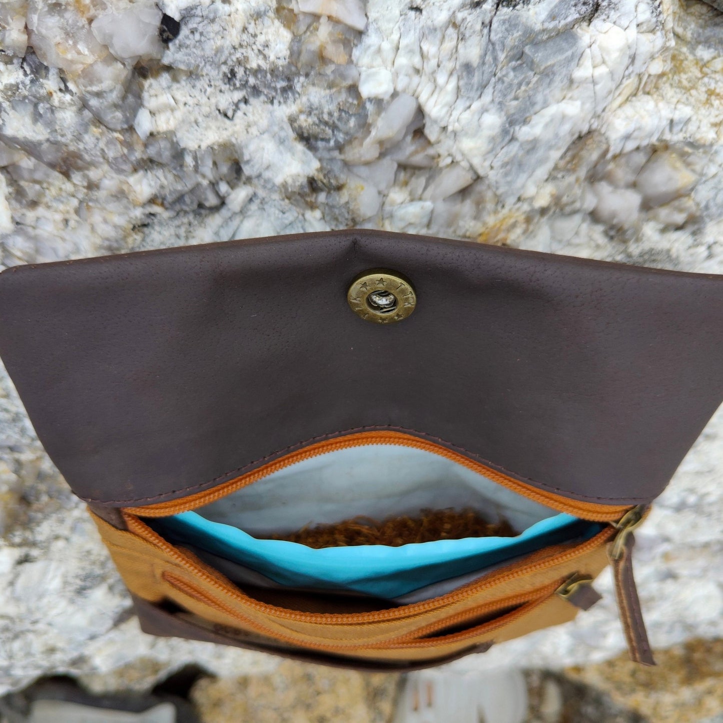 Portatabacco in Pelle Berlin marrone/orange