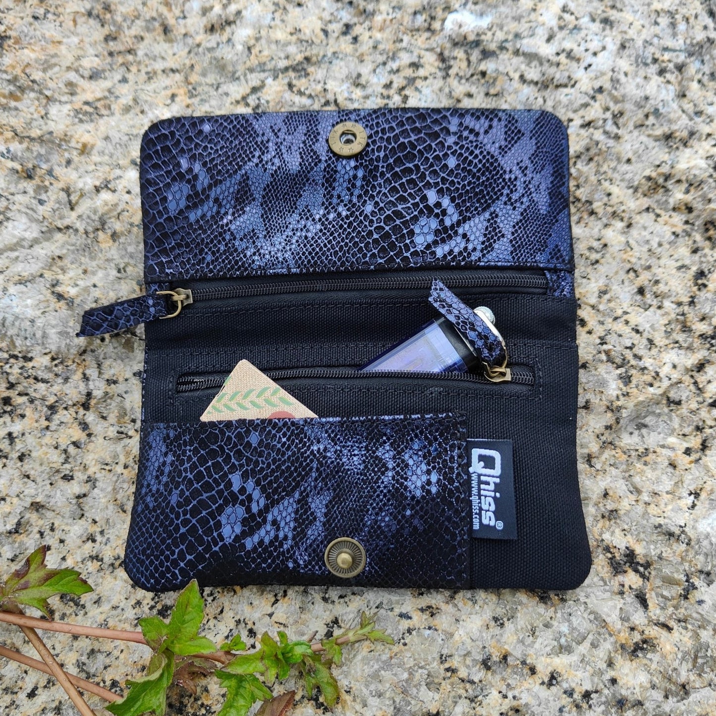 Portatabacco in Pelle blu nero