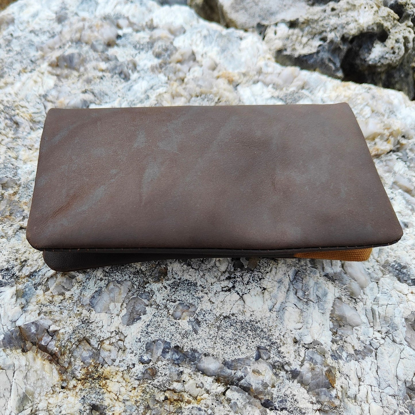 Portatabacco in Pelle Berlin marrone/orange