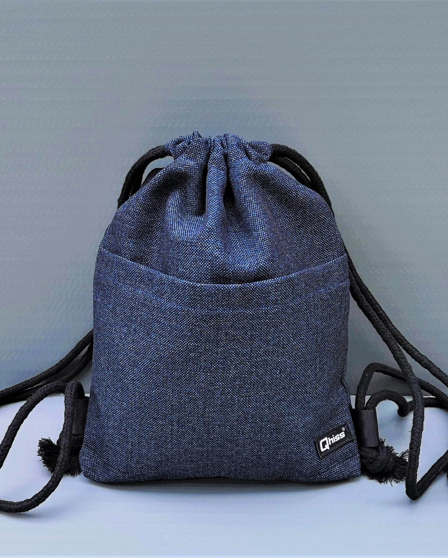 Drawstring bag in mix cotton Pinecone Blue