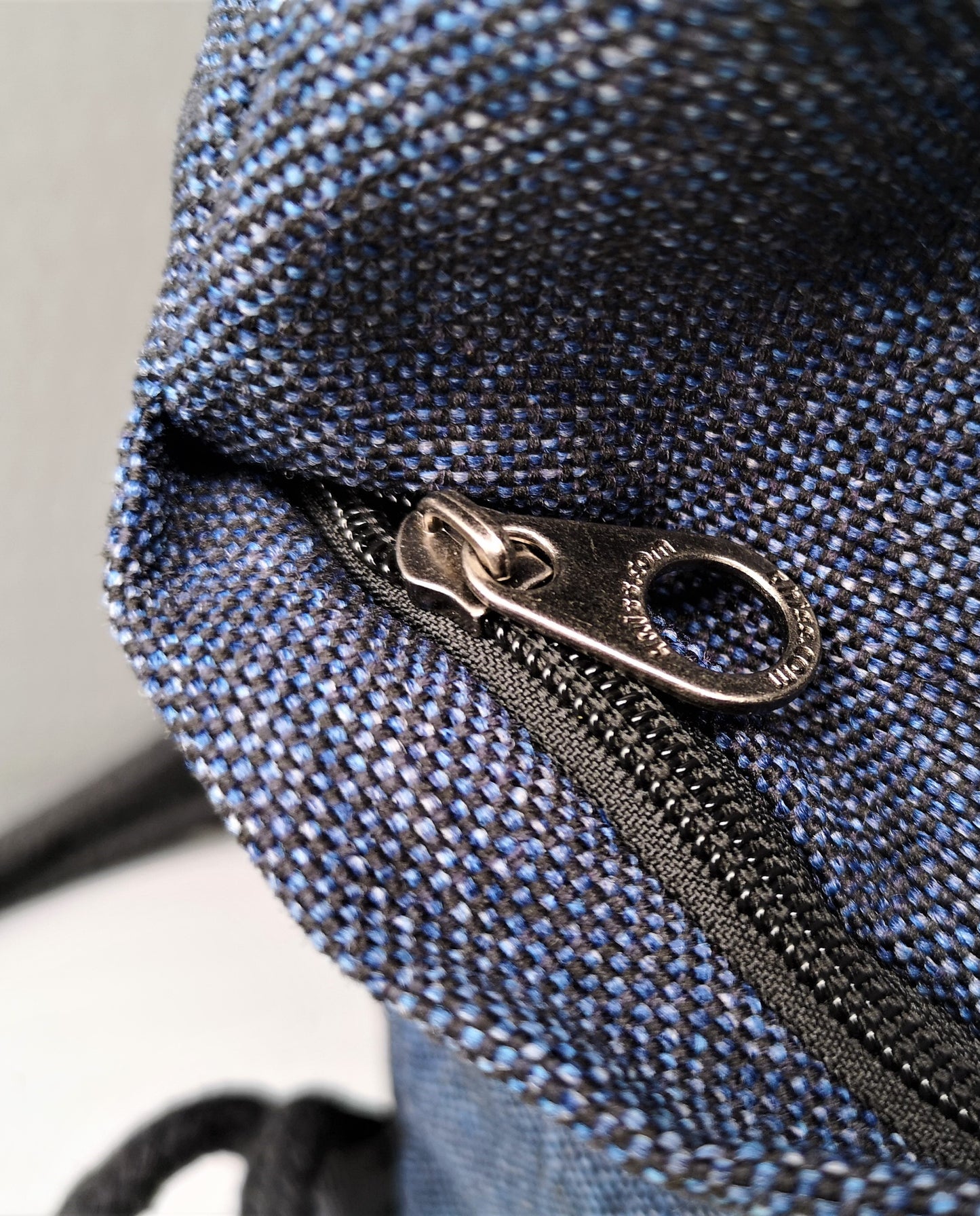 Drawstring bag in mix cotton Pinecone Blue