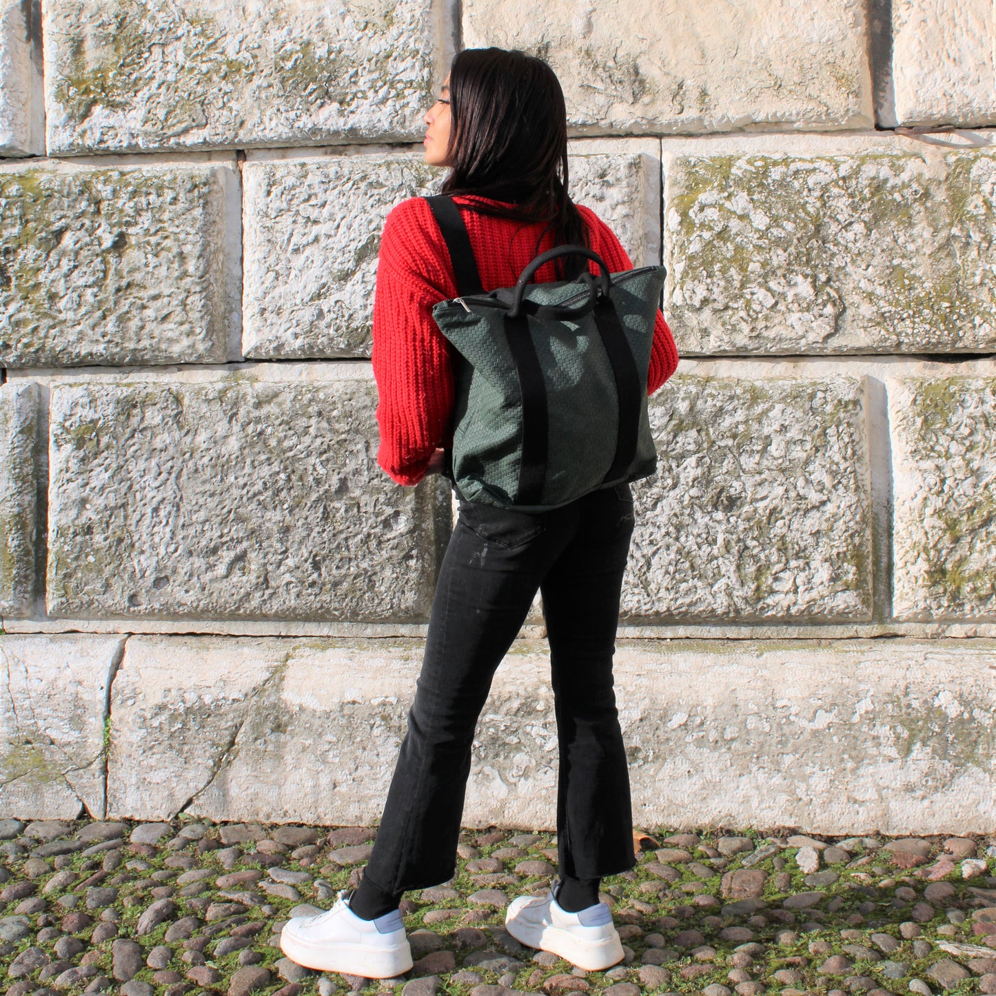 BackPack/Bag mod. "Venus" in vegan leather Labirinth Green