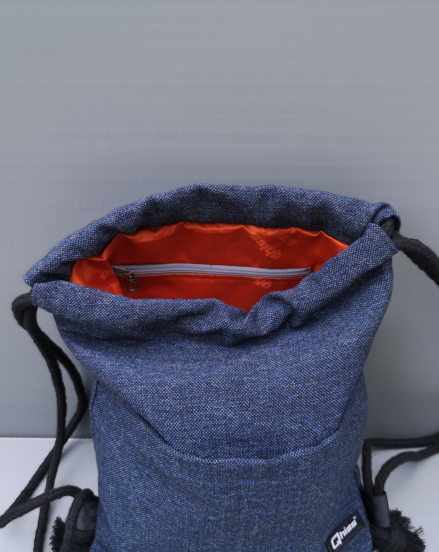 Drawstring bag in mix cotton Pinecone Blue