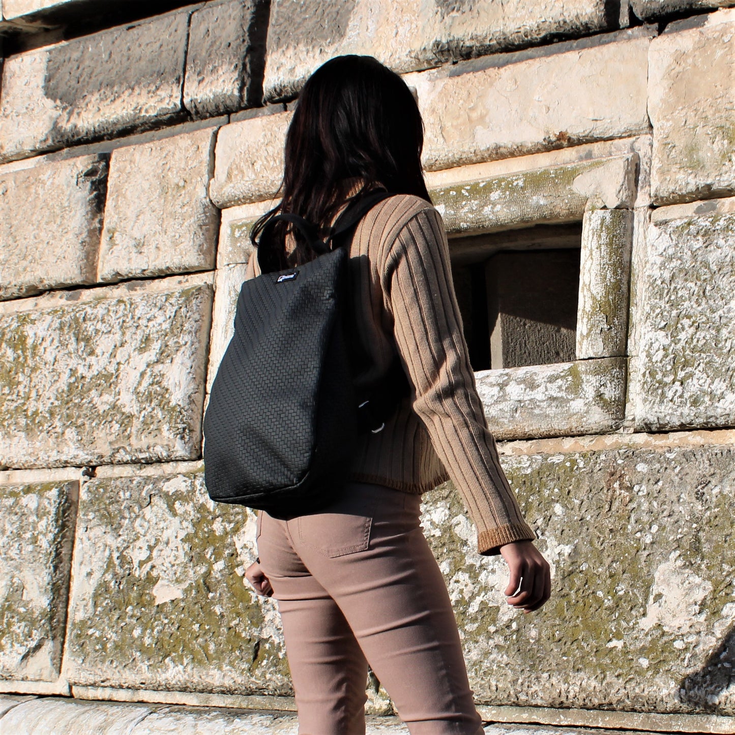 Zaino " Luna " in similpelle Labyrinth Nero