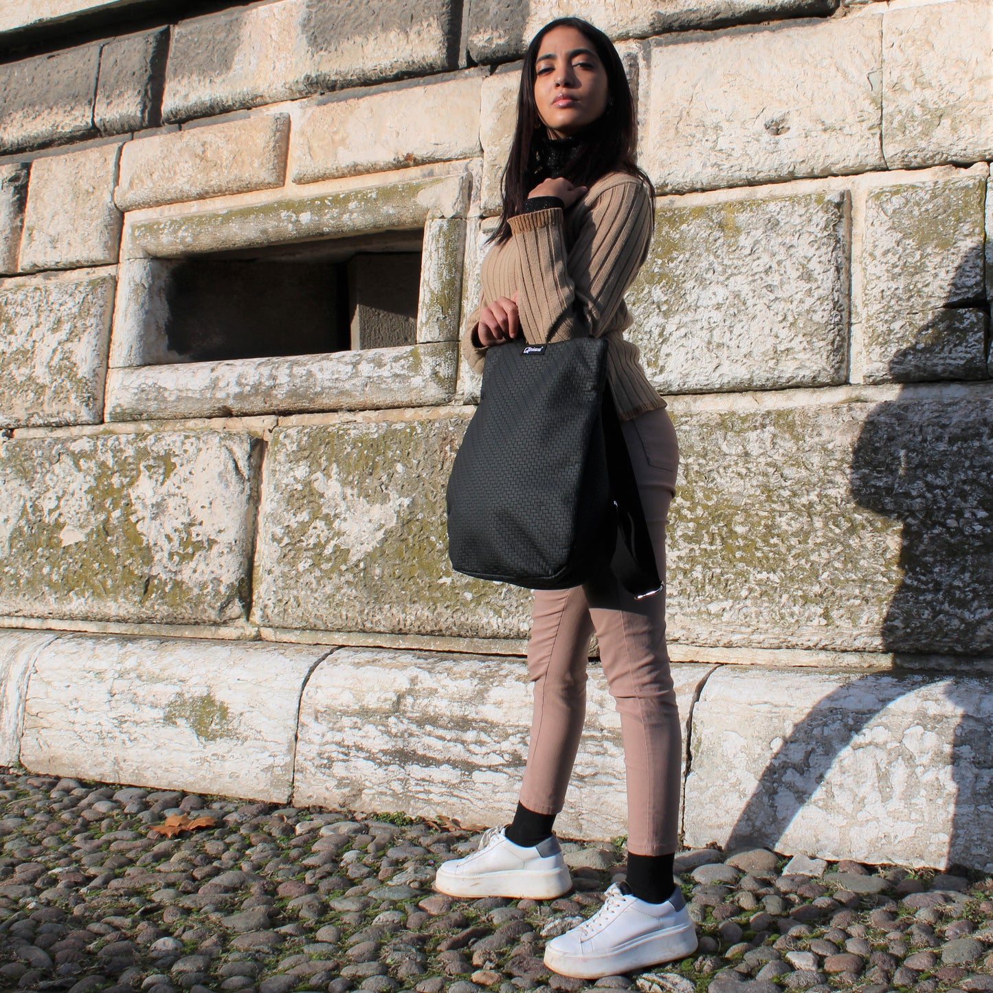 Zaino " Luna " in similpelle Labyrinth Nero