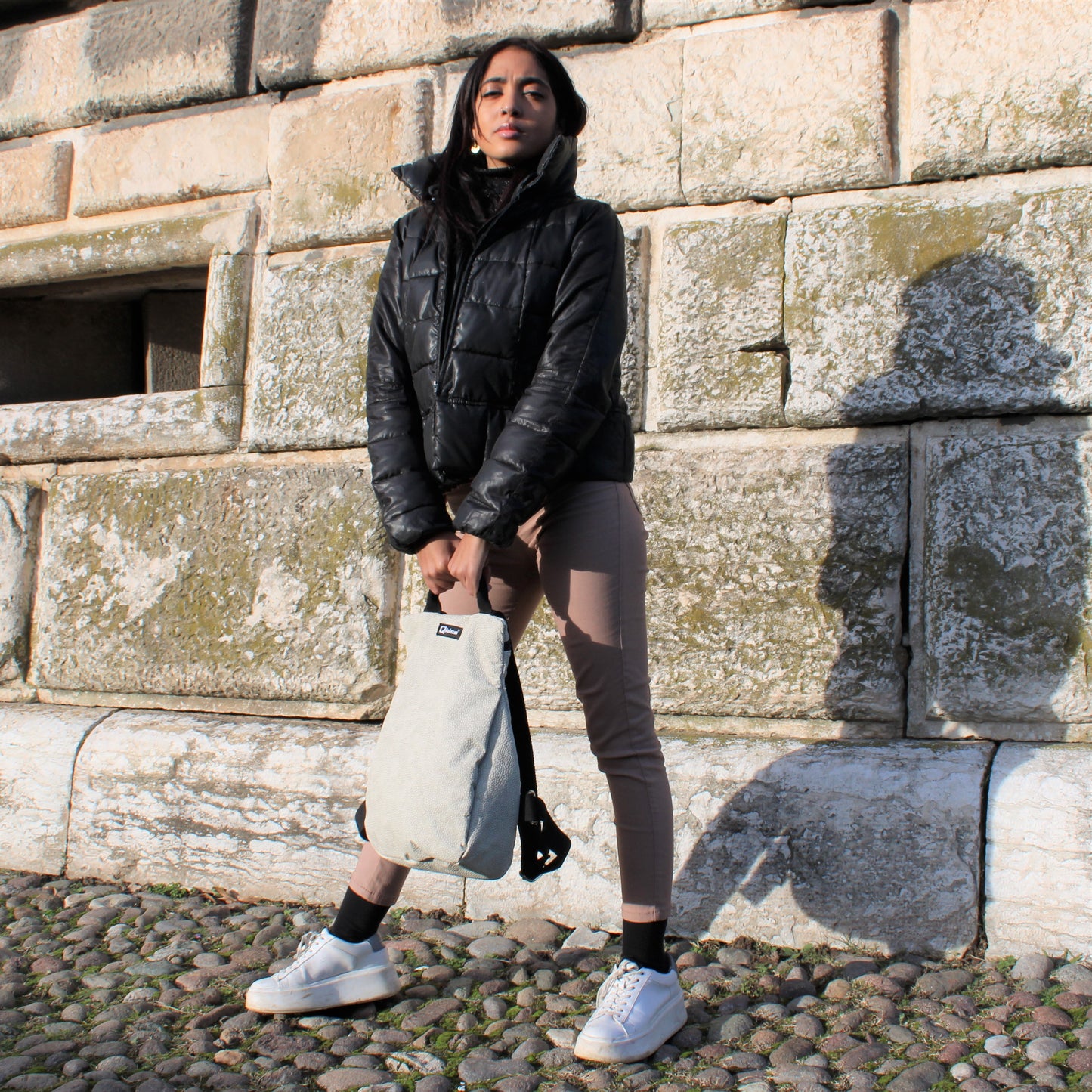 Zaino "Luna" in similpelle Desert Bianco