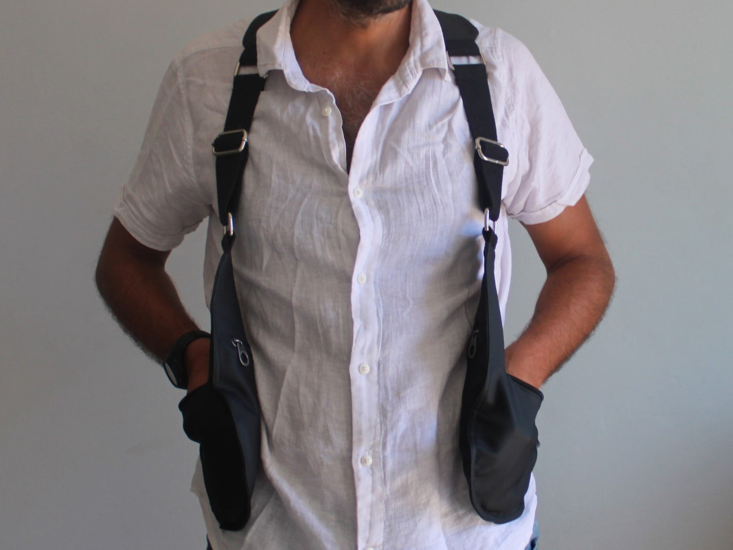 Gilet 4 tasche in similpelle Space Nero