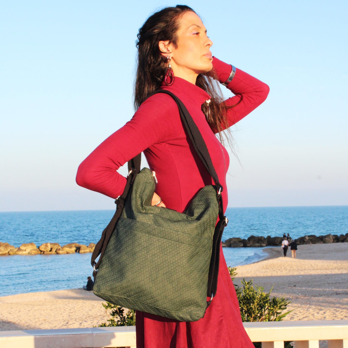 Zaino borsa mod. Orione in similpelle Labyrinth verde