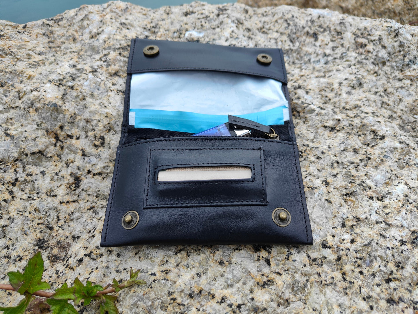 Tobacco Pouch in Leather mod. Amsterdam Black/Black