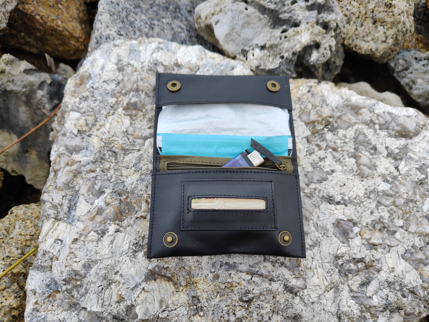 Tobacco Pouch in Leather mod. Amsterdam Black/Black