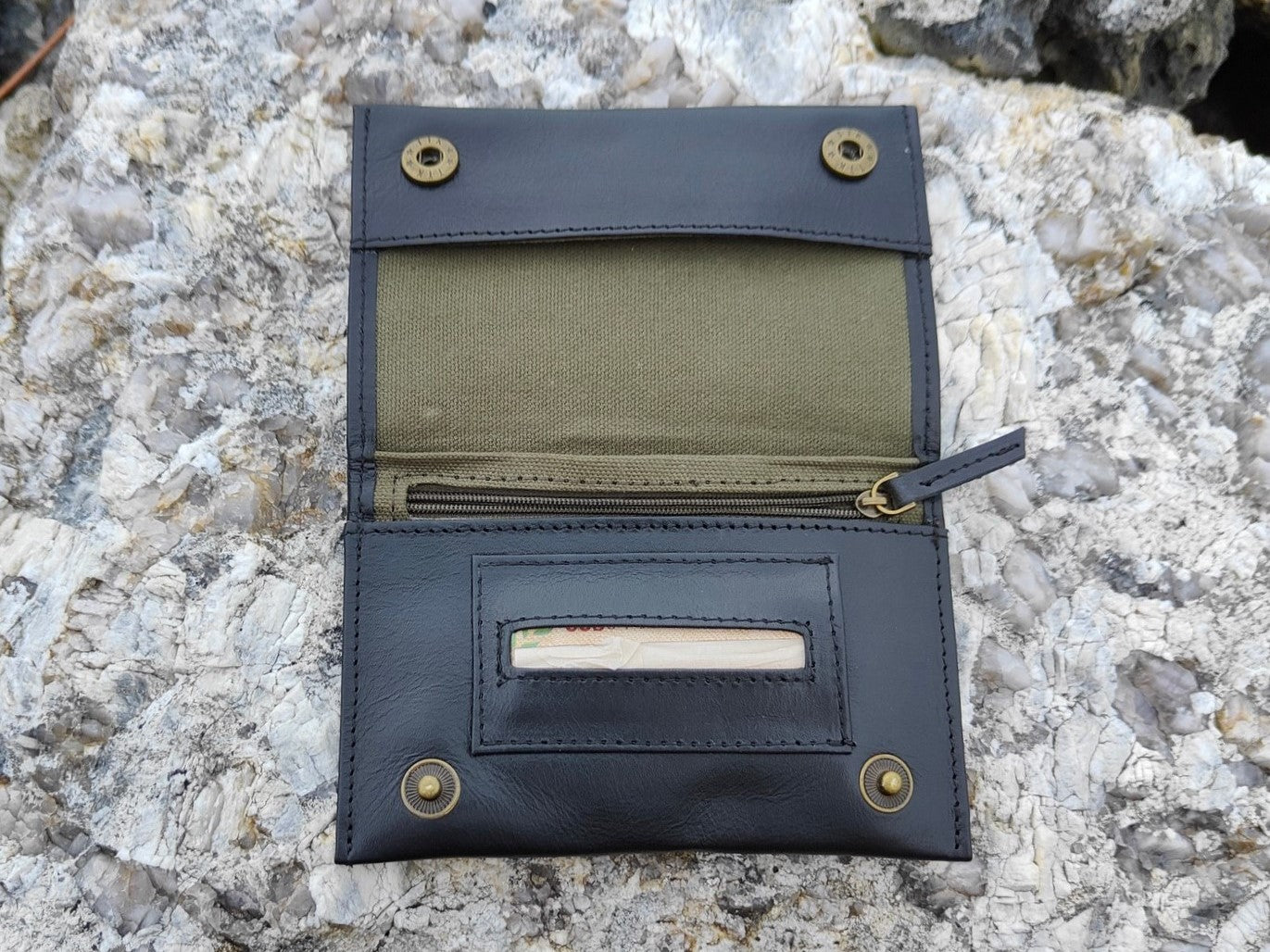 Tobacco Pouch in Leather mod. Amsterdam Black/Black