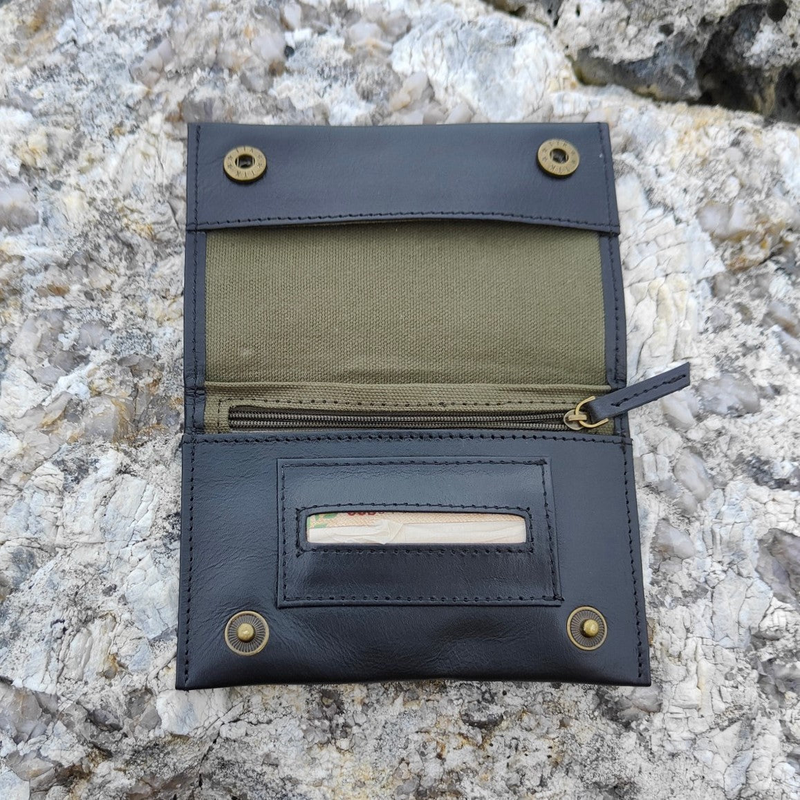Tobacco Pouch in Leather mod. Amsterdam Black/Green