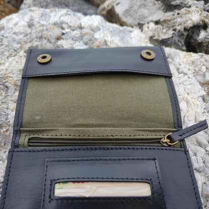 Portatabacco in Pelle Amsterdam nero/verde