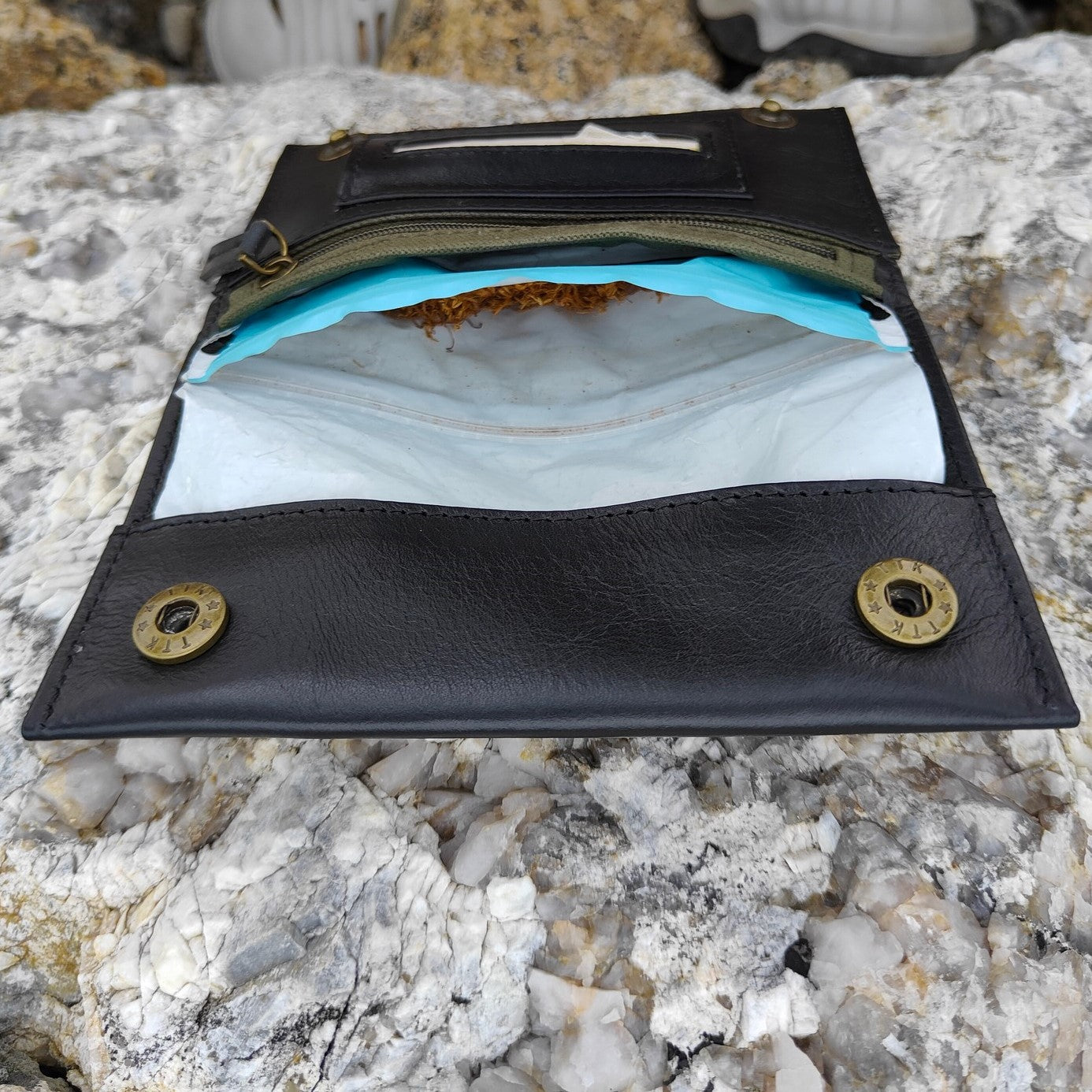 Tobacco Pouch in Leather mod. Amsterdam Black/Green