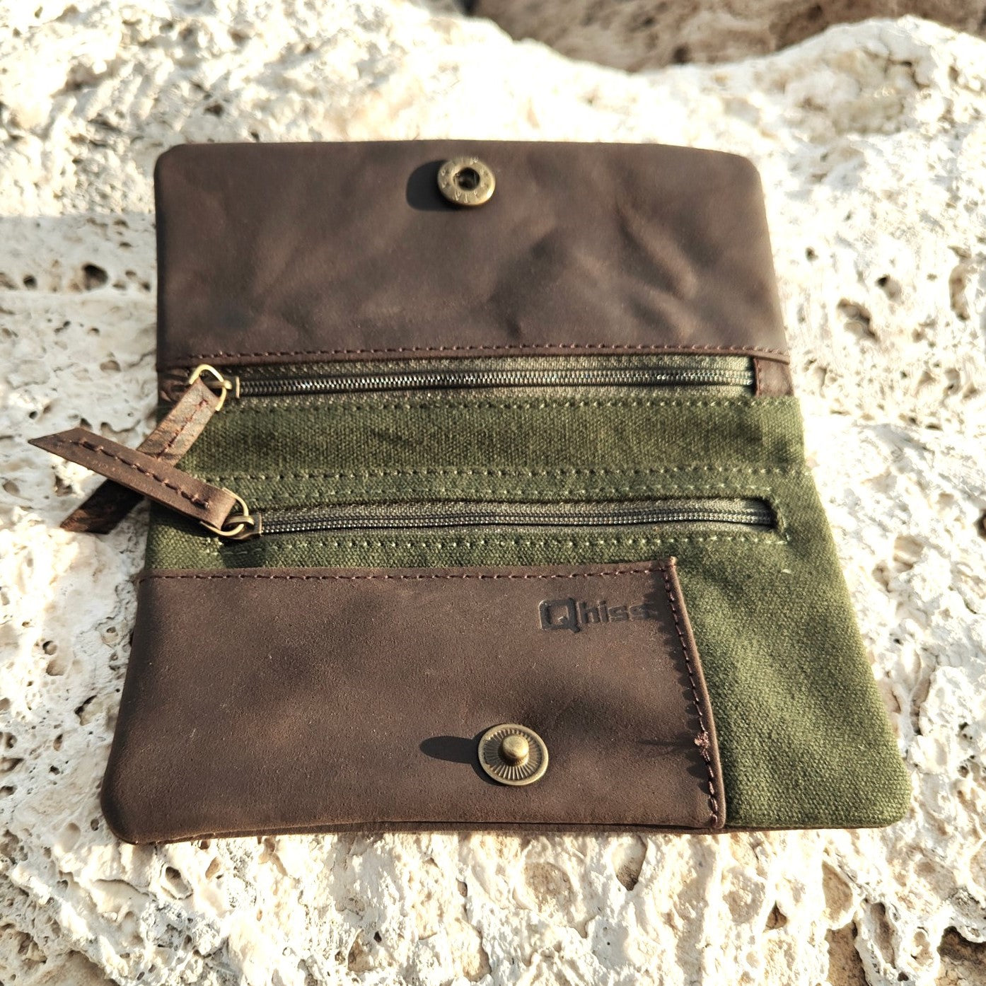 Portatabacco in Pelle artigianale modello Berlin marrone/verde