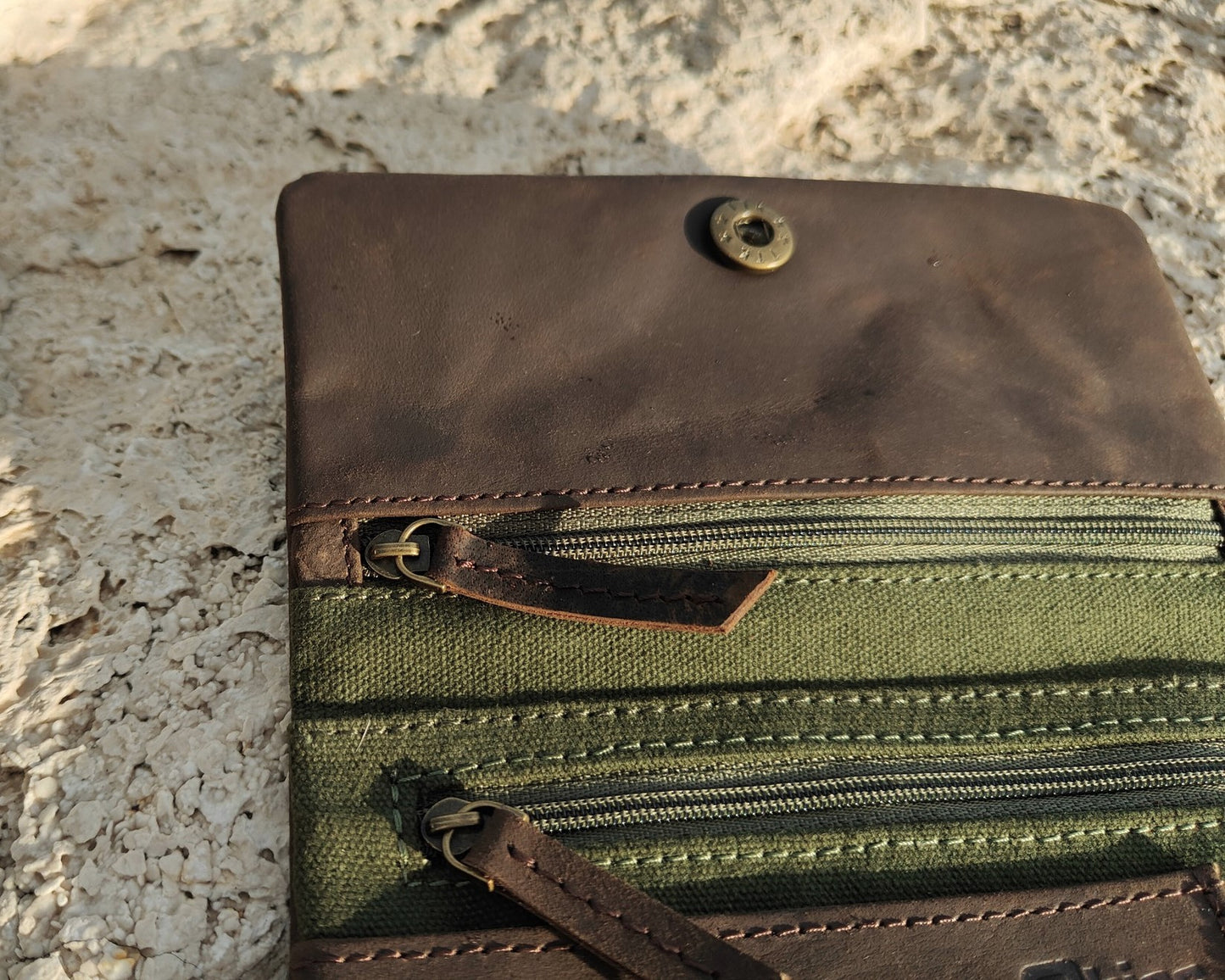 Tobacco Pouch in Leather mod. Berlin Brown/Green