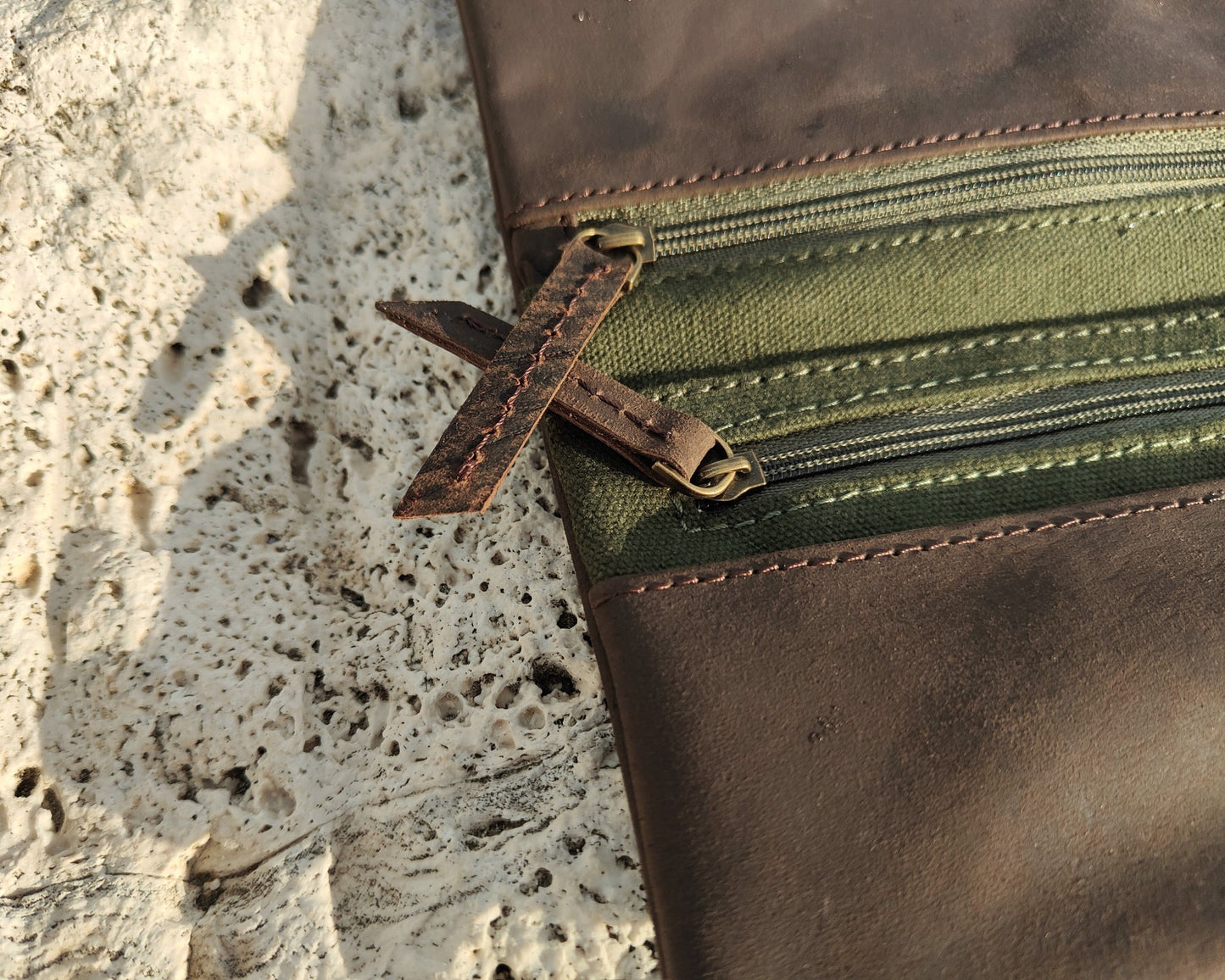 Tobacco Pouch in Leather mod. Berlin Brown/Green