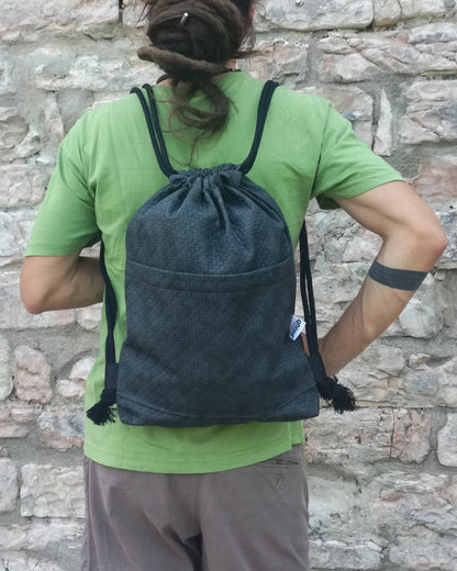 Drawstring bag Labhirinth Grey in waterproof material
