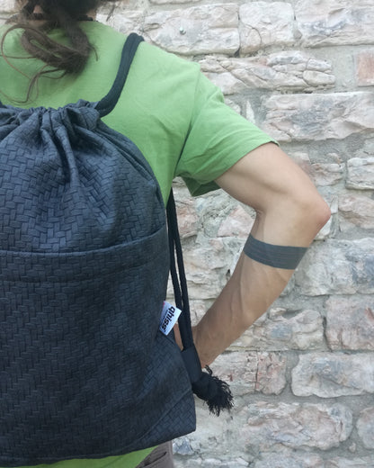 Drawstring bag Labhirinth Grey in waterproof material