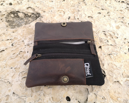 Tobacco Pouch in Leather mod. Berlin brown black