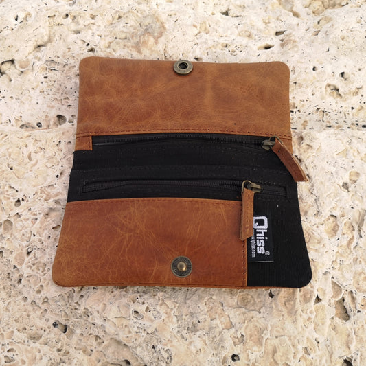 Tobacco Pouch in Leather mod. Berlin Light Brown/Black
