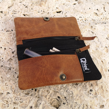 Tobacco Pouch in Leather mod. Berlin Light Brown/Black