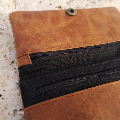 Tobacco Pouch in Leather mod. Berlin Light Brown/Black
