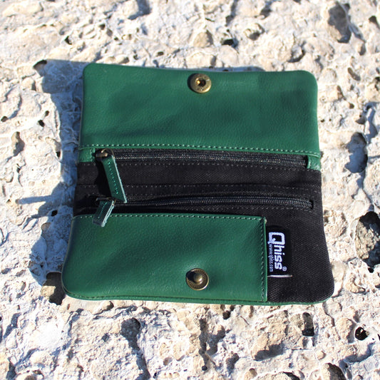Tobacco Pouch in Leather mod. Berlin Green/Black
