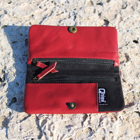 Tobacco Pouch in Leather mod. Berlin Red/Black
