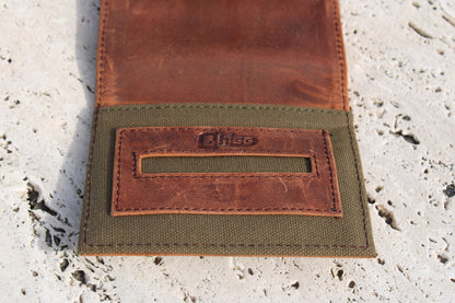 Small Mini Leather Tobacco pouch  mod. Madrid Brown/Green 