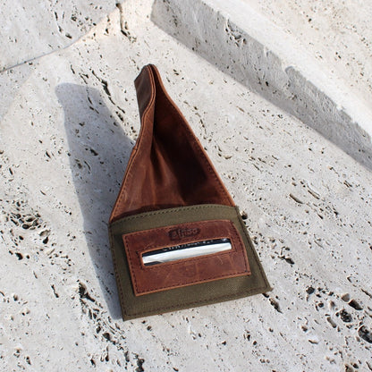 Small Mini Leather Tobacco pouch  mod. Madrid Brown/Green 