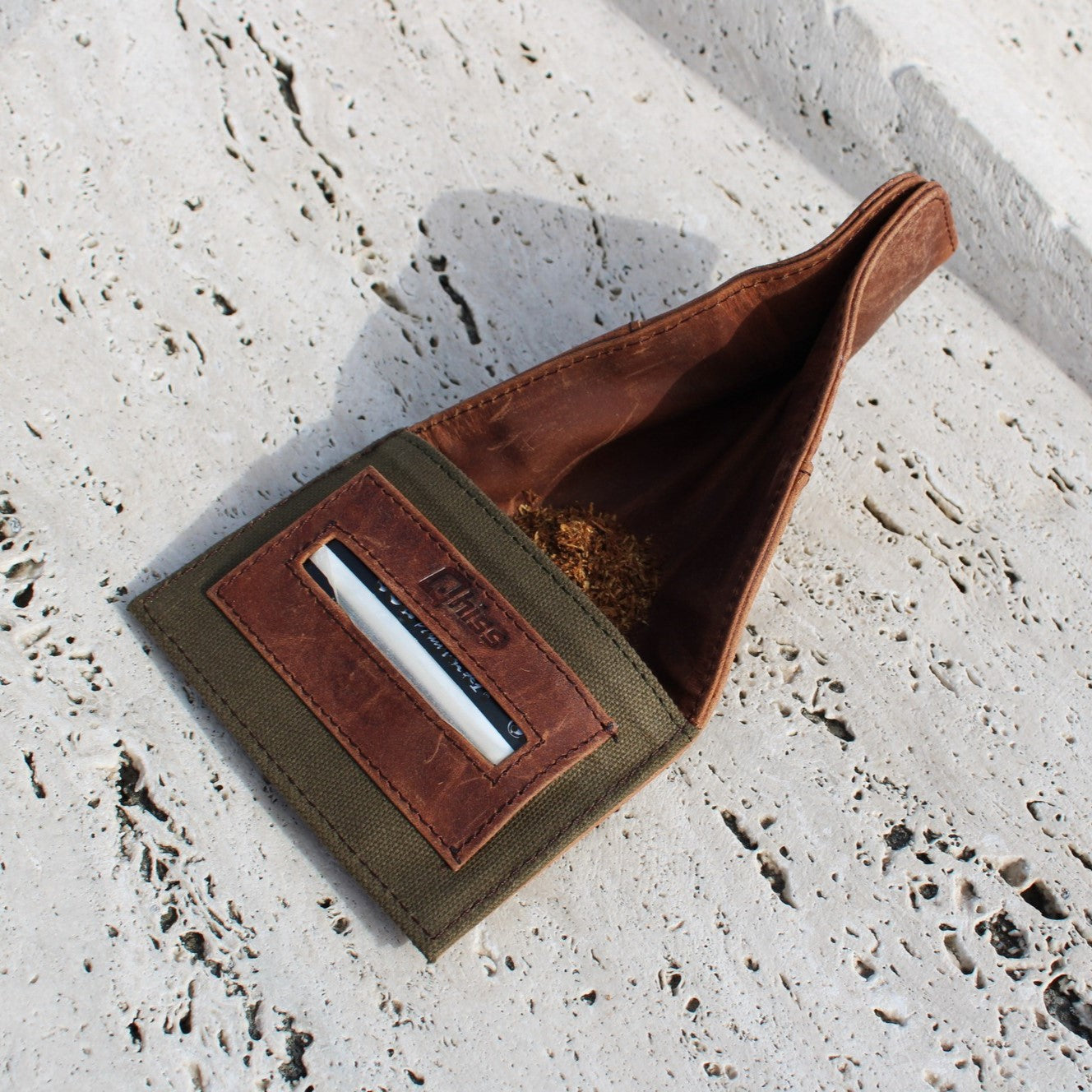 Small Mini brown Leather Tobacco pouch 
