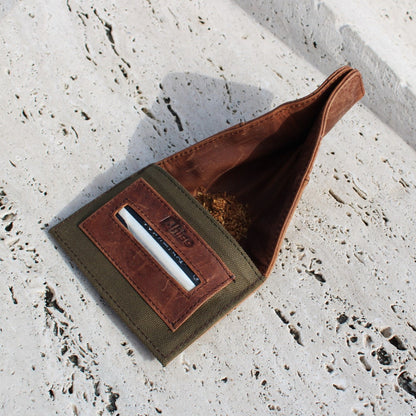 Small Mini Leather Tobacco pouch  mod. Madrid Brown/Green 