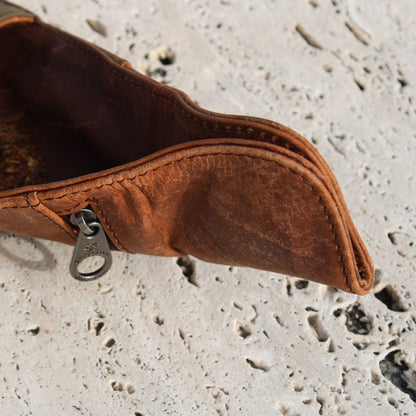 Small Mini Leather Tobacco pouch  mod. Madrid Brown/Green 