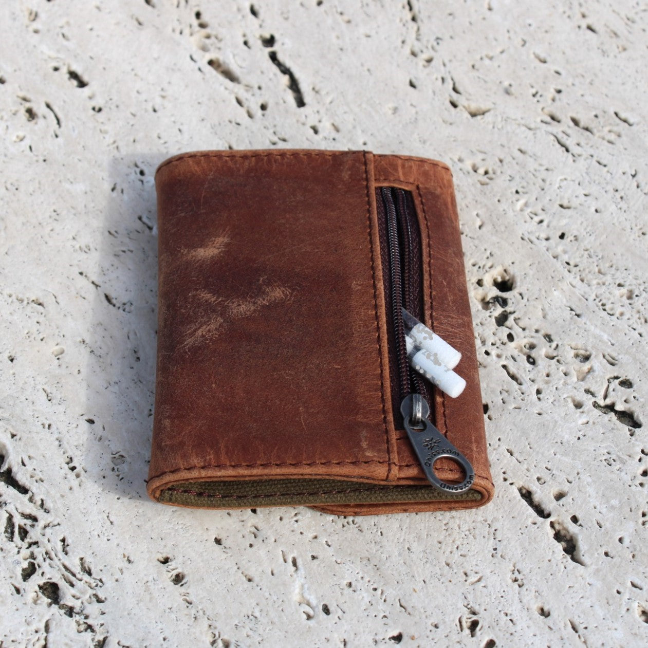 Small Mini brown Leather Tobacco pouch 