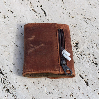 Small Mini Leather Tobacco pouch  mod. Madrid Brown/Green 