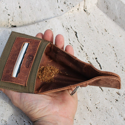 Small Mini Leather Tobacco pouch  mod. Madrid Brown/Green 
