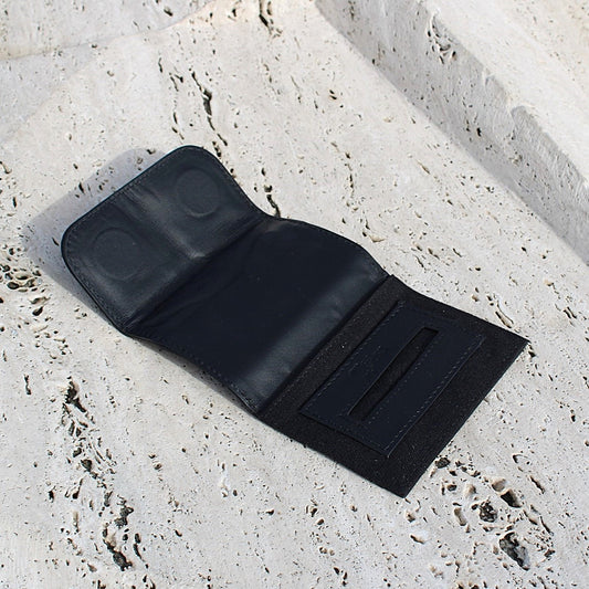 Small Mini black Leather Tobacco pouch 
