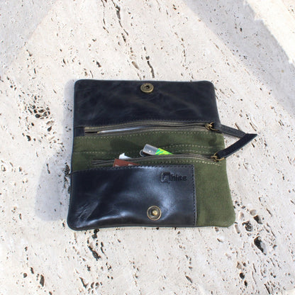 Tobacco Pouch in Leather mod. Berlin black green