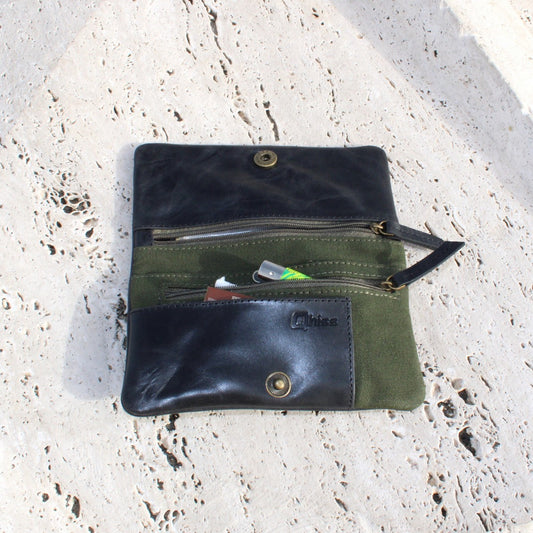 Tobacco Pouch in Leather mod. Berlin black green