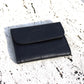Small Mini black printed Leather Tobacco pouch - smokers bag wallet 