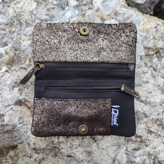 Tobacco Pouch Berlin in Leather gold and cotton black 