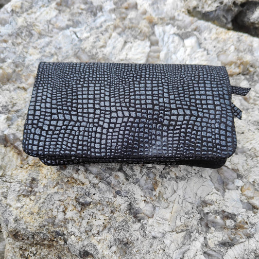 Tobacco Pouch Berlin in Leather black and cotton Black 