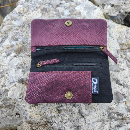 Tobacco Pouch Berlin in Leather purple and black cotton