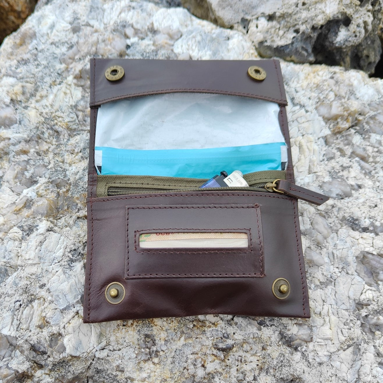 Portatabacco in Pelle Amsterdam marrone/verde