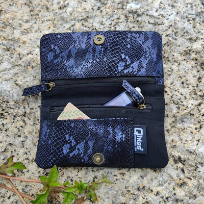 Tobacco Pouch Berlin in Leather blue and black cotton