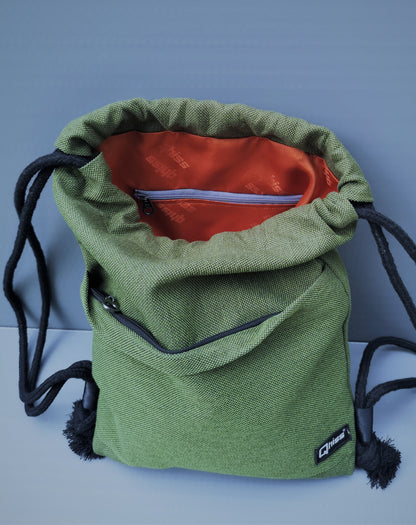 Drawstring bag in mix cotton Pinecone Green