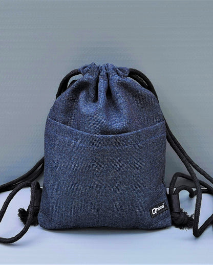 Drawstring bag in mix cotton Pinecone Blue